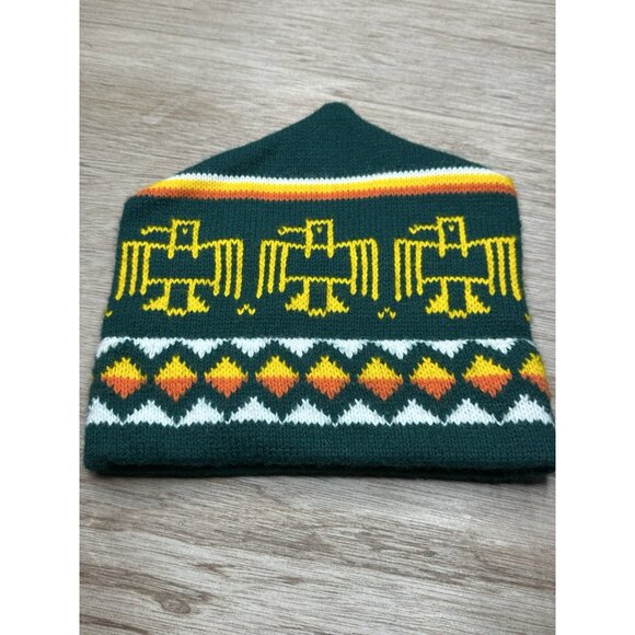 Vintage Winter Beanie Thunderbird Native Art  Aztec - Picture 1 of 3